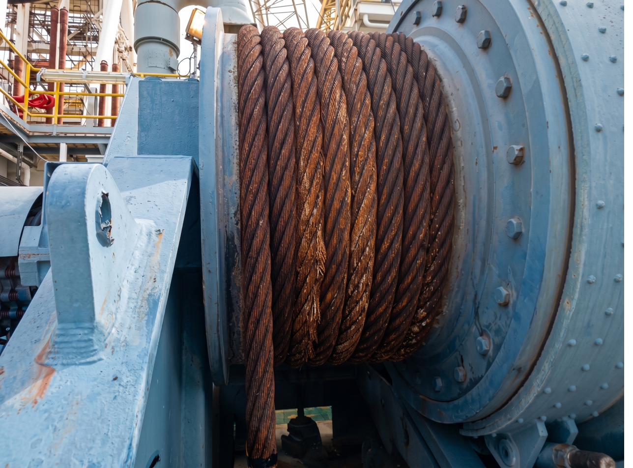 Anchor winch wire rope condition inspection